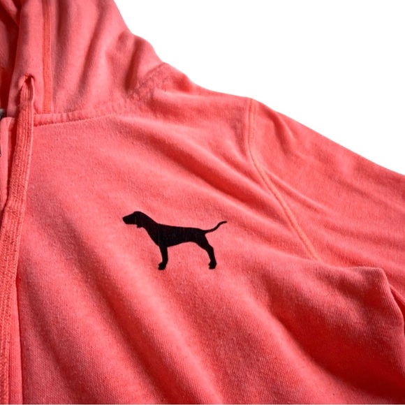PINK Victoria’s Secret Y2K Coral Zip-Up Hoodie Small | Cozy Logo Sweatshirt - Picture 6 of 7